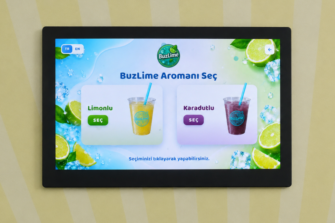 BuzLime aroma seçim ekranı: limonlu ve karadutlu